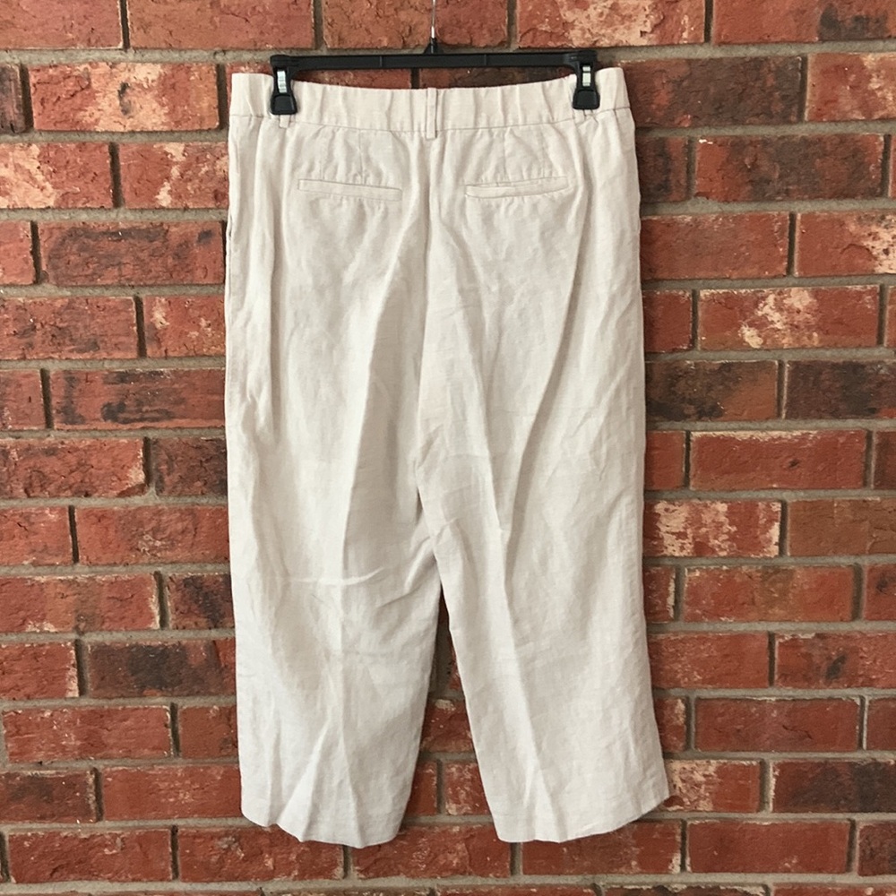 Talbots Cream Linen Straight Leg Cropped Pants - Picture 5 of 6